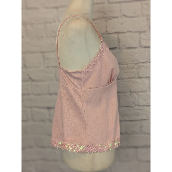 ROMWE Pink Lace Trim Tank Top - Picture 2 of 7